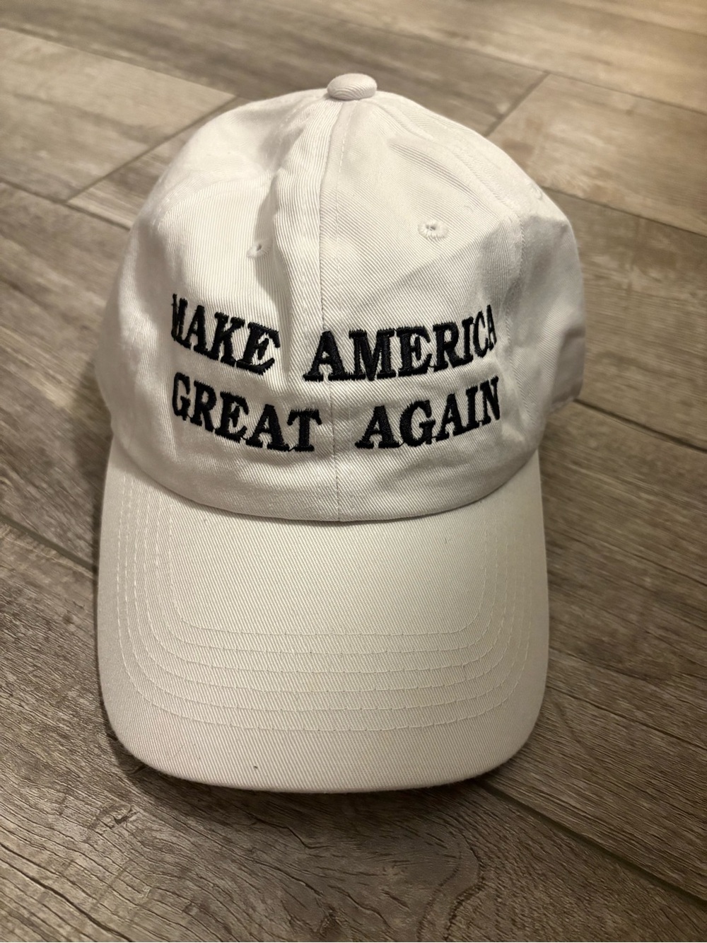White Embroidered Slogan Baseball Cap